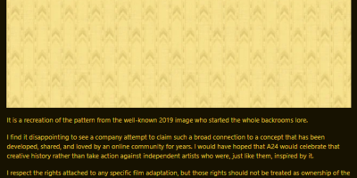 A24被指下架《后室》早期衍生创作：互联网怪谈被公司“收割”了吗？